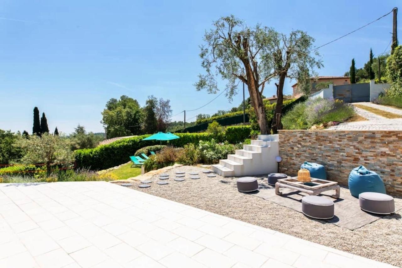 Cote D'Azur, Villa New Gold Dream With Heated And Privat Pool, Sea View Le Rouret Exterior photo